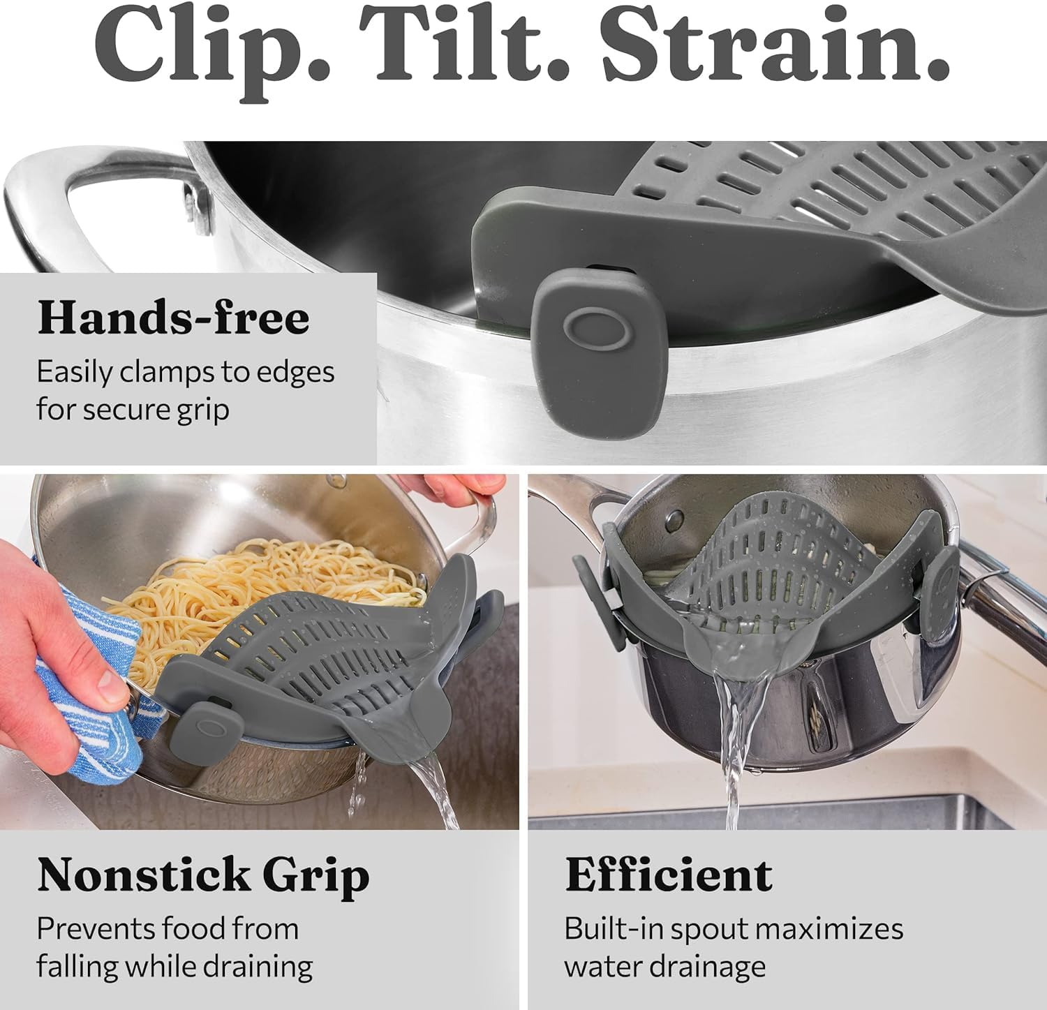 Kitchen Gizmo Snap N Strain Pot Strainer and Pasta Strainer