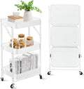 3 Tier trolley organizer,Foldable Metal Rolling Utility Cart Organizer