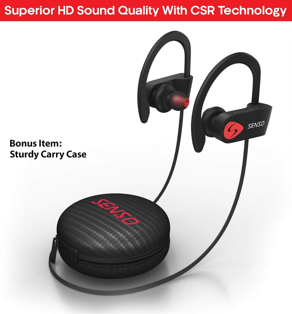SENSO Bluetooth Headphones, Best Wireless Sports Earphones w/Mic IPX7