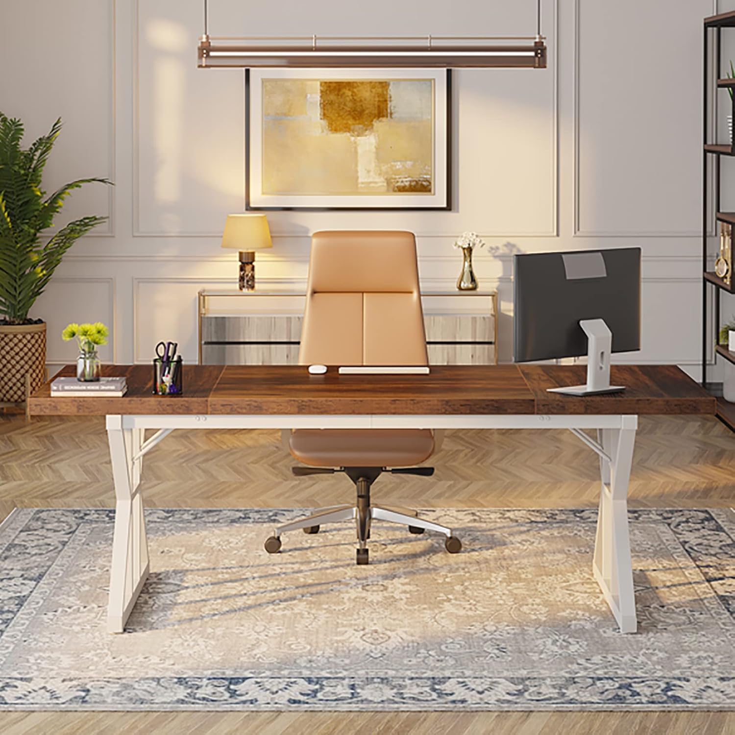 Tribesigns Computer Desk, 180cm Large Office Desk Workstation