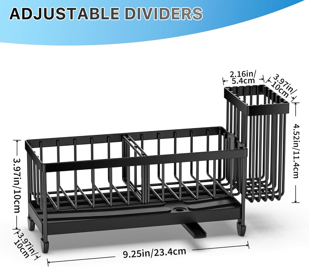 Organzier Rustproof 304 Stainless Steel Dish Organizer Divider, Soap Dispenser Storage