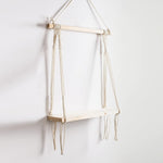 Decazone ® Macramé Wall Hanging Shelf Pine Wood Floating Shelve with Wooden Dowel