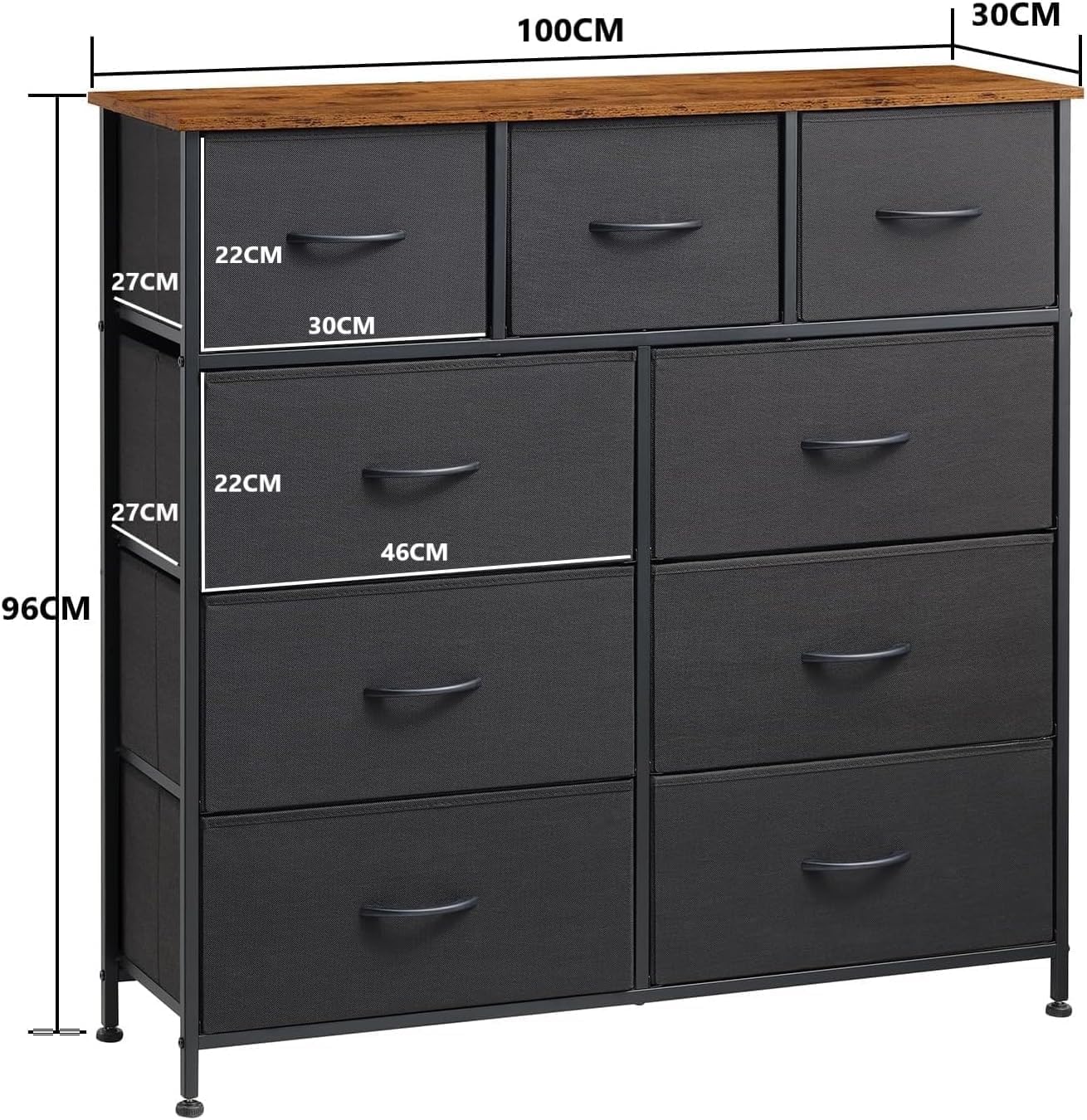 Storage Cabinet : Bedroom Dresser with 9 Drawers