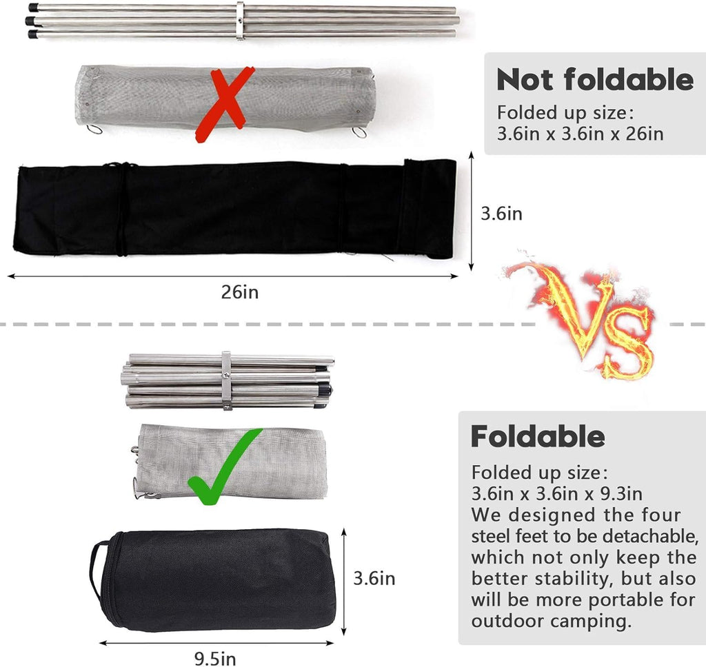 Portable Outdoor Fire Pit, Upgraded Collapsible Stainless Steel Fire Mesh Place