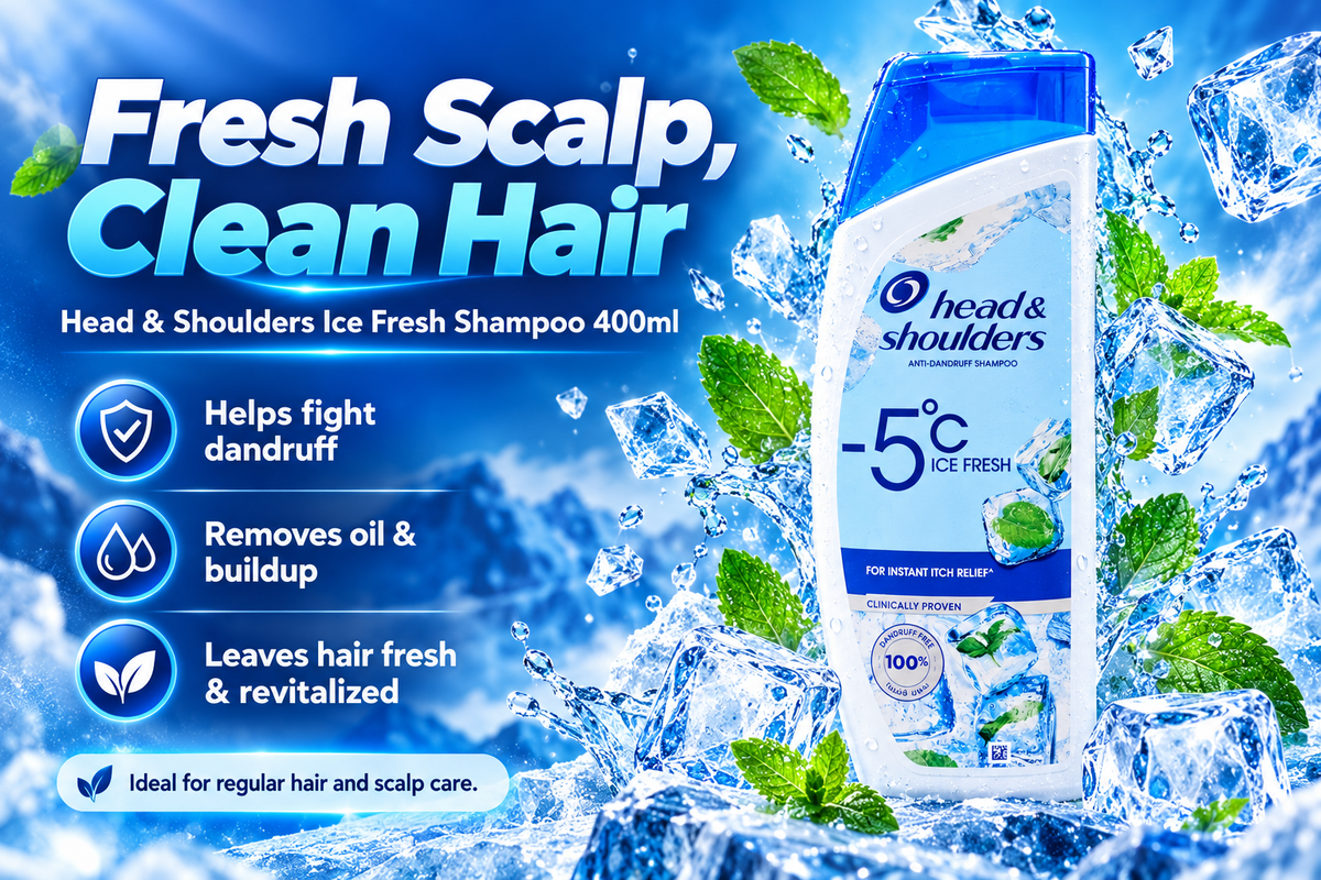 Head & Shoulders Ice Fresh 400ml – Fresh Scalp & Dandruff Protection 4pcs