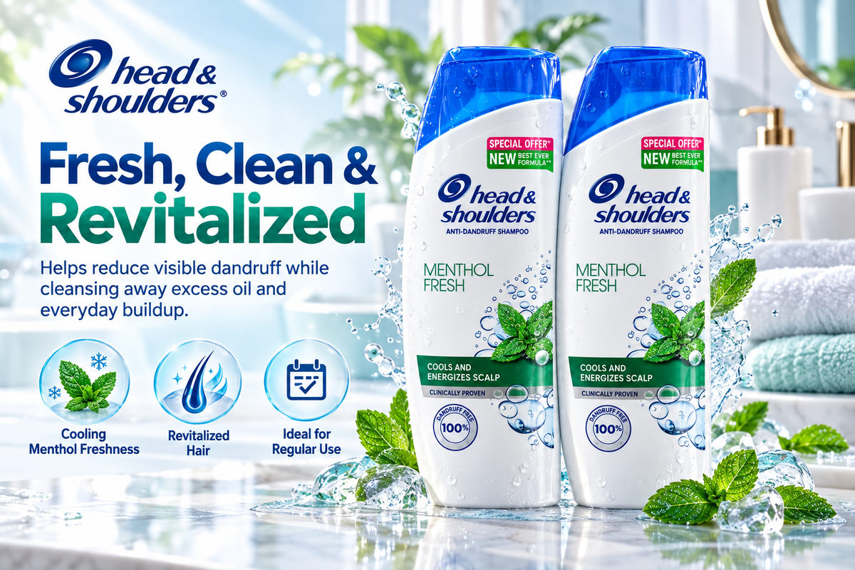 Head & Shoulders Refreshing Menthol Shampoo 400ml x 4pcs  – Cooling Anti-Dandruff Care