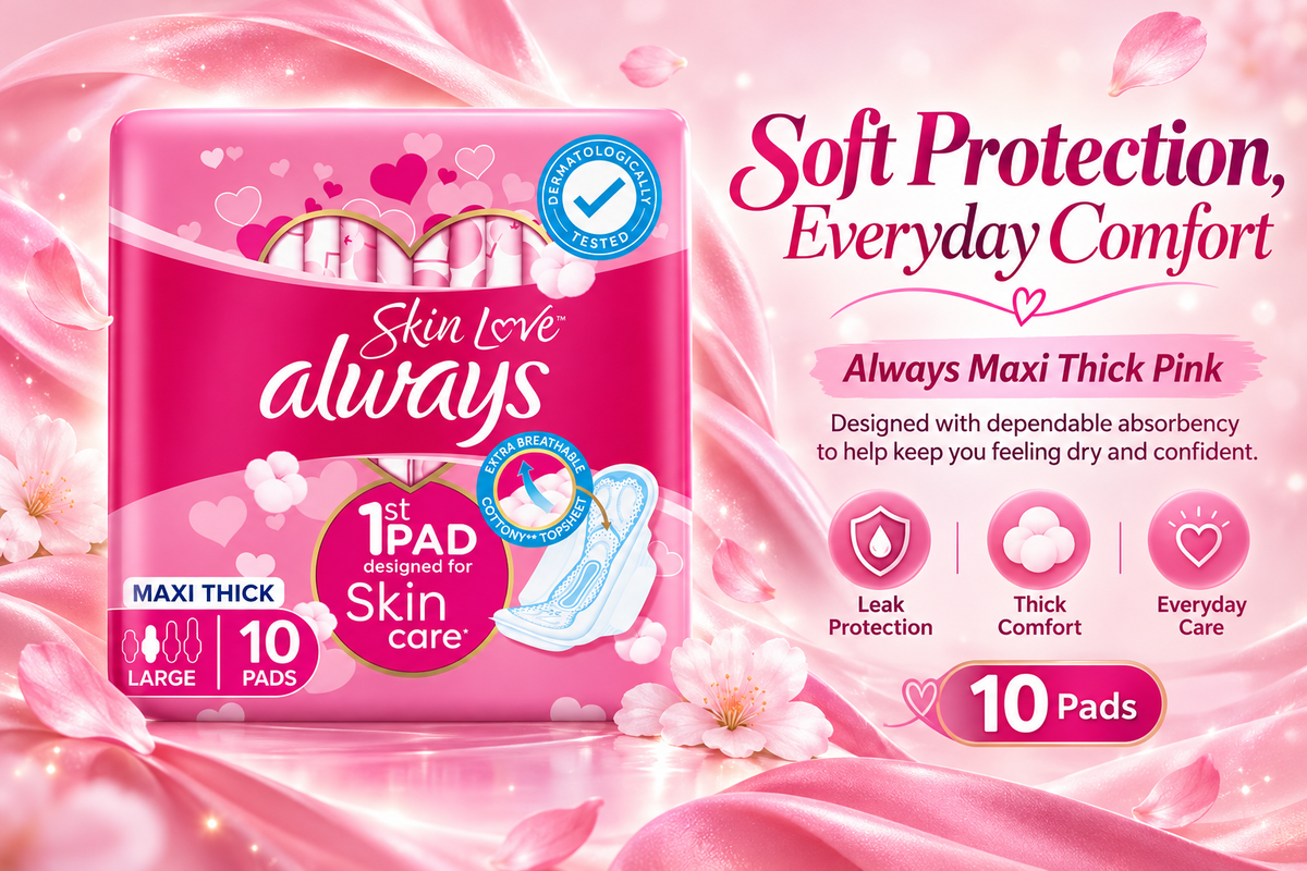 Always Maxi Thick Pads Pink – 10 Pads Pack x 4packs