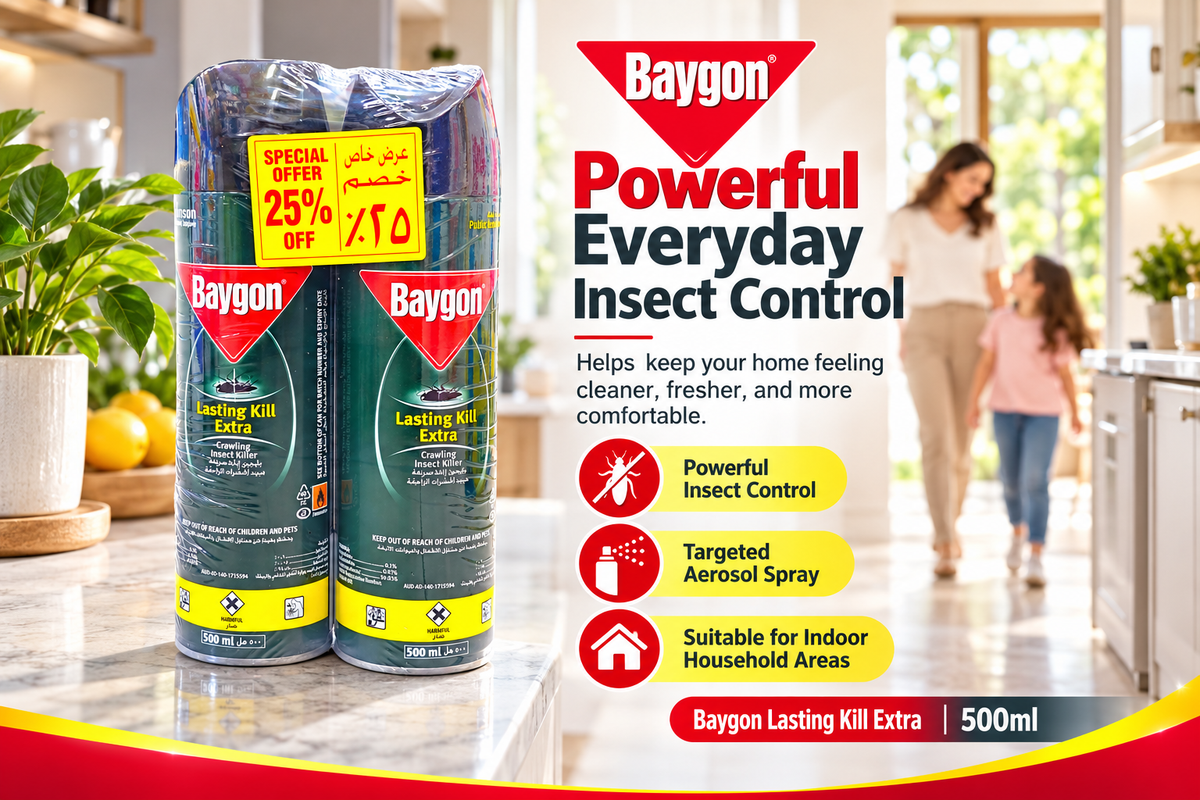 Baygon Lasting Kill Extra 500ml x 2pcs – Powerful Insect Killer Spray