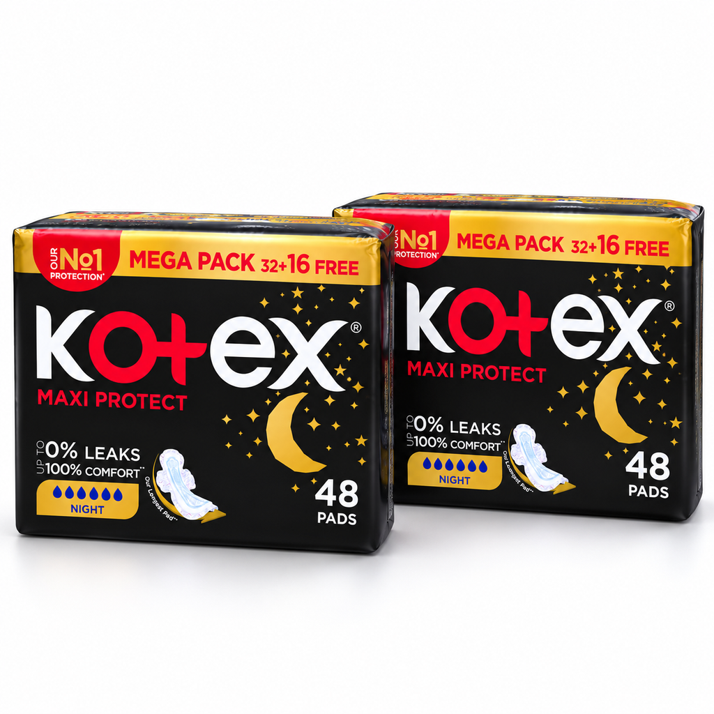 Kotex Maxi Protect Night Sanitary Pads – 2pack 96Pcs