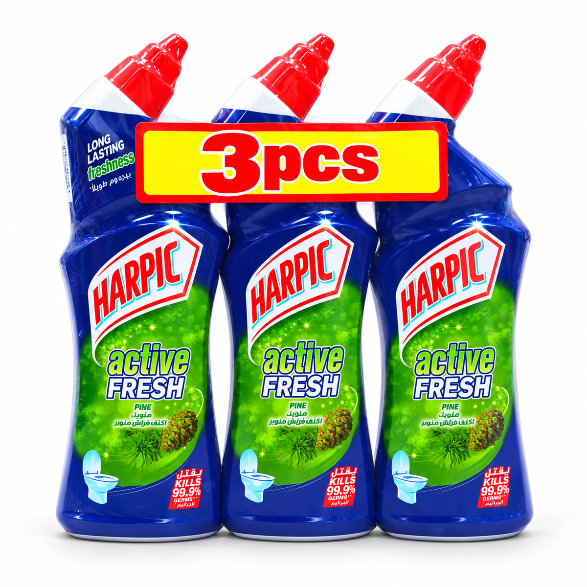 Harpic Fresh Pine Toilet Cleaner 750ml – Powerful Deep Cleaning x 3pcs