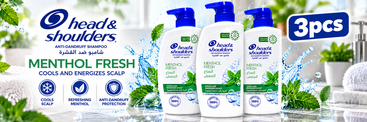 Head & Shoulders Menthol Shampoo 1000ml – Cool, Clean & Refreshing 3pcs