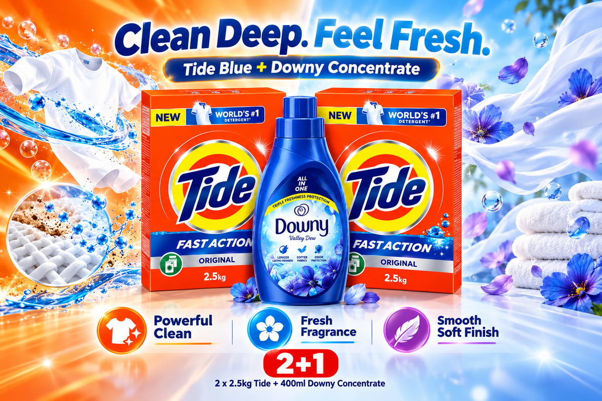 Tide Blue Detergent 2.5kg × 2 + Downy Concentrate 400ml