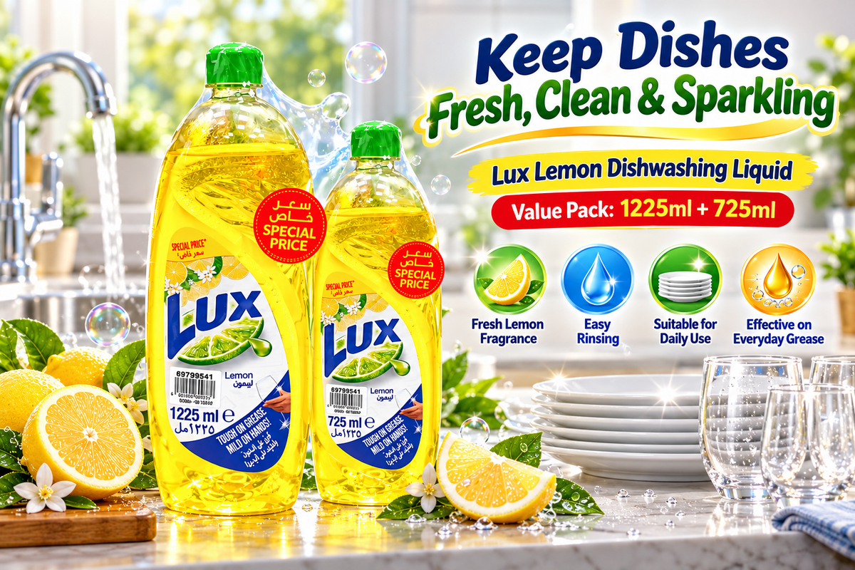Lux Lemon Dishwashing Liquid 1225ml + 725ml Value Pack3 - 6Botals