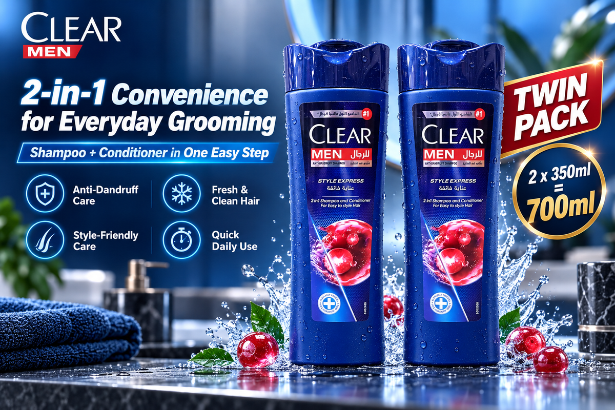 Clear Men 2-in-1 Style Express Shampoo 350ml – 2PC Set