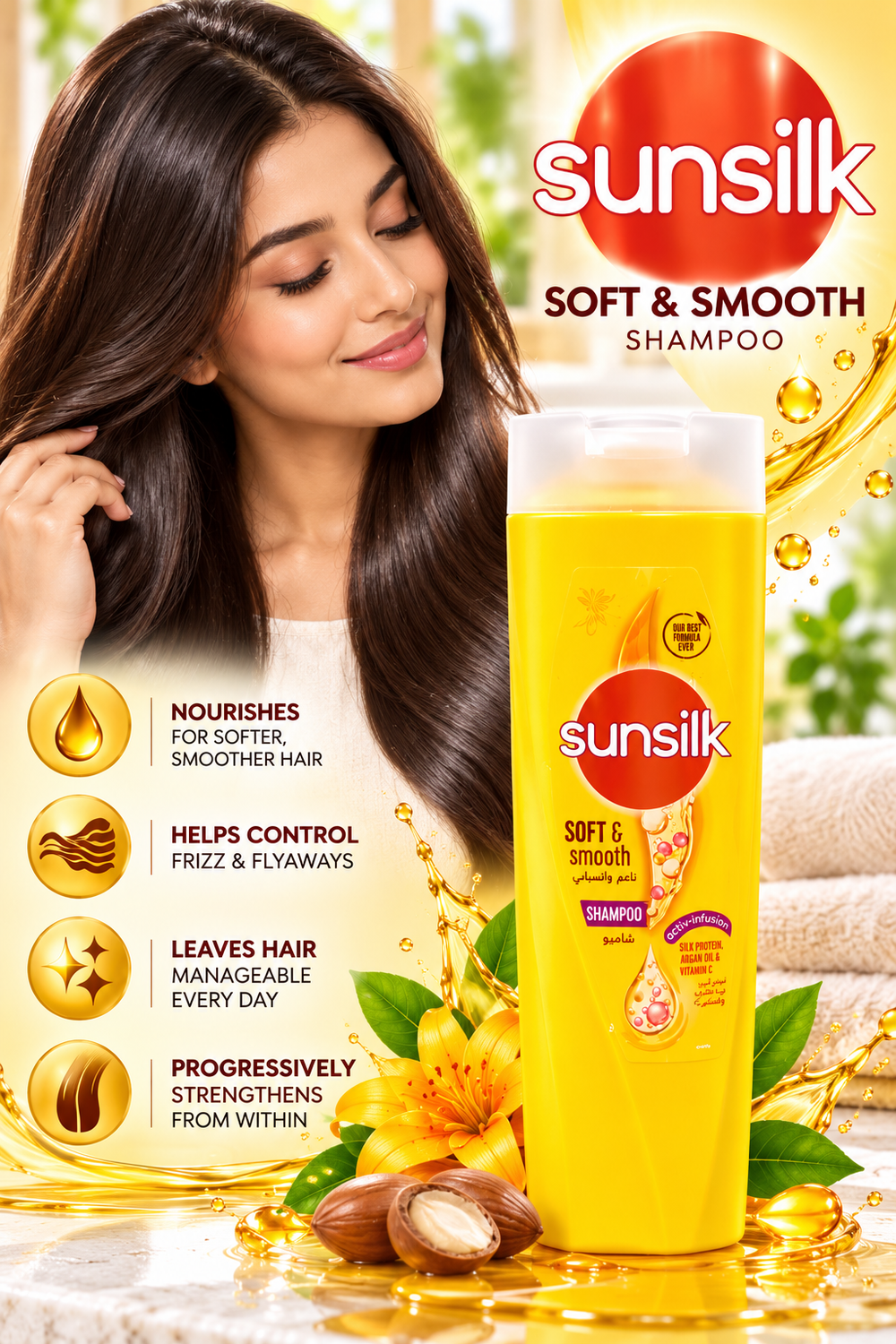 Sunsilk Soft & Smooth Shampoo 350ml – Smooth, Manageable & Silky Hair 3pcs