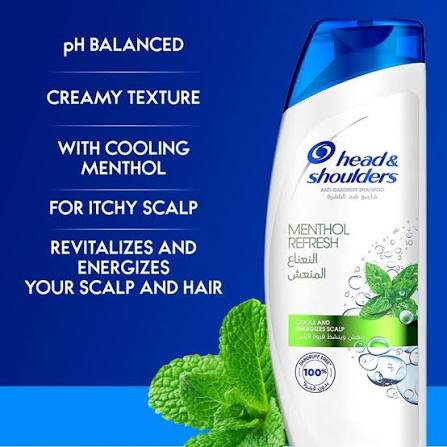 Head & Shoulders Cool Menthol Anti-Dandruff Shampoo for Men & Women - 190ml