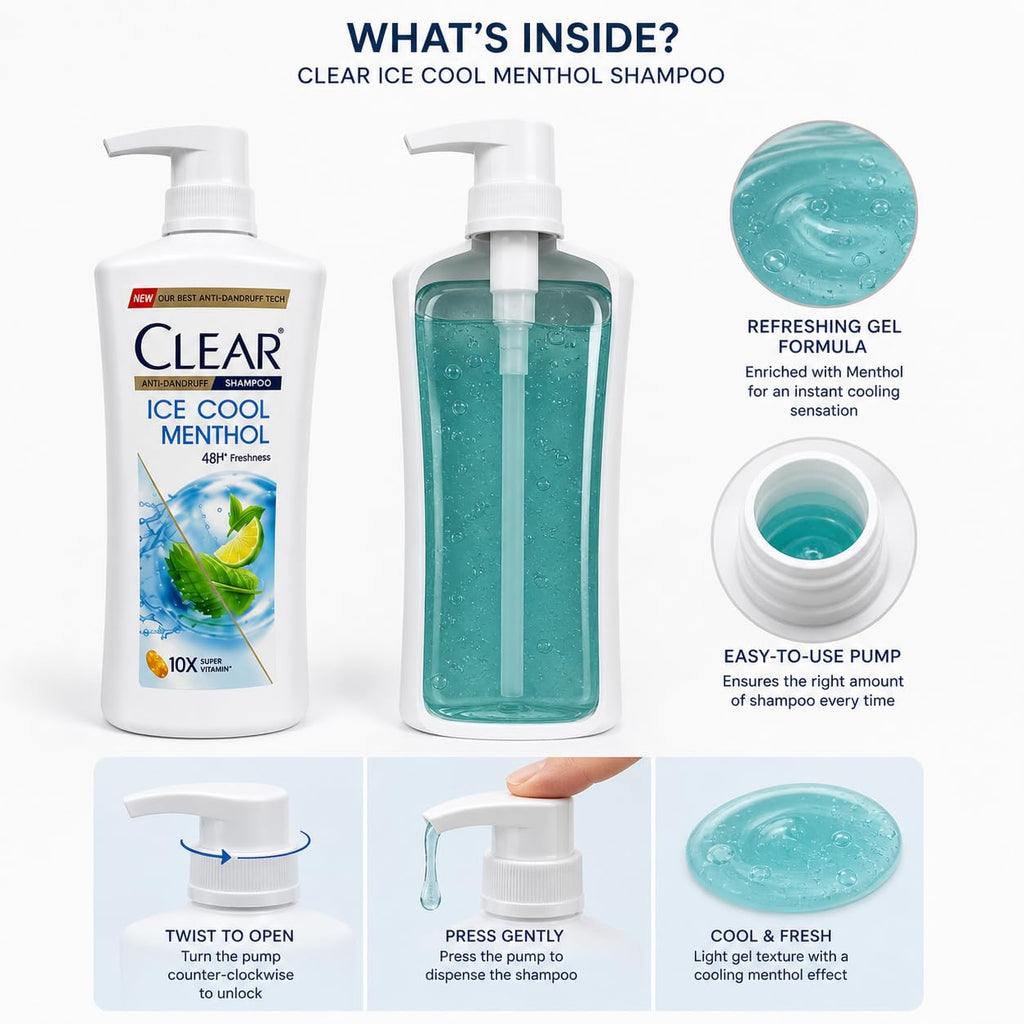 Clear Anti-Dandruff Ice Cool Menthol Shampoo 650ml