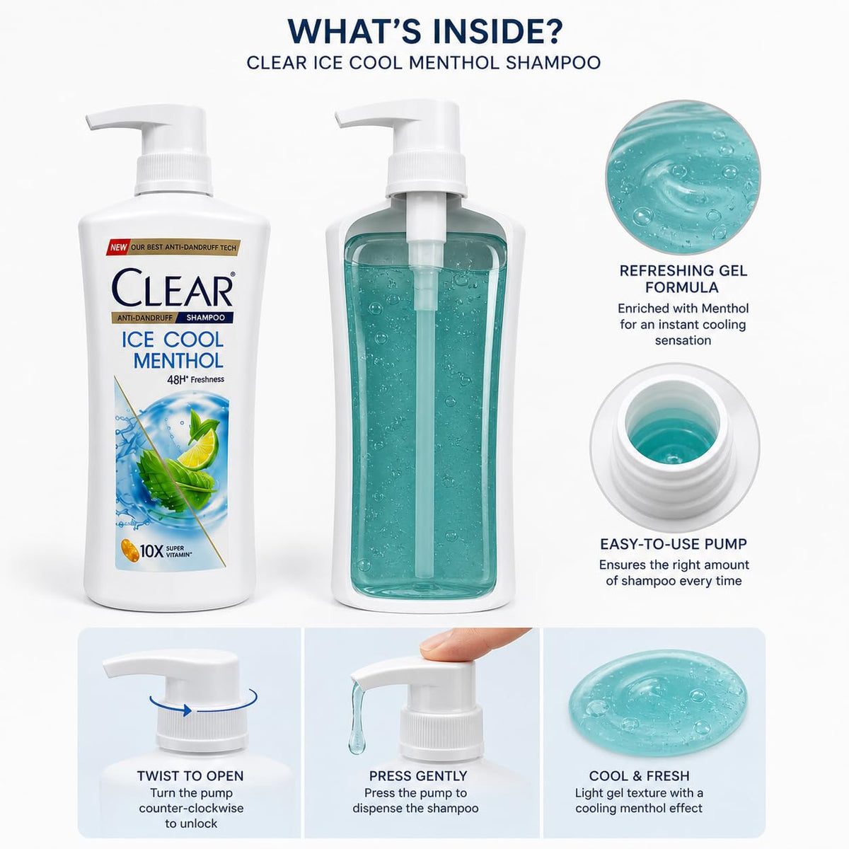 Clear Anti-Dandruff Ice Cool Menthol Shampoo 650ml