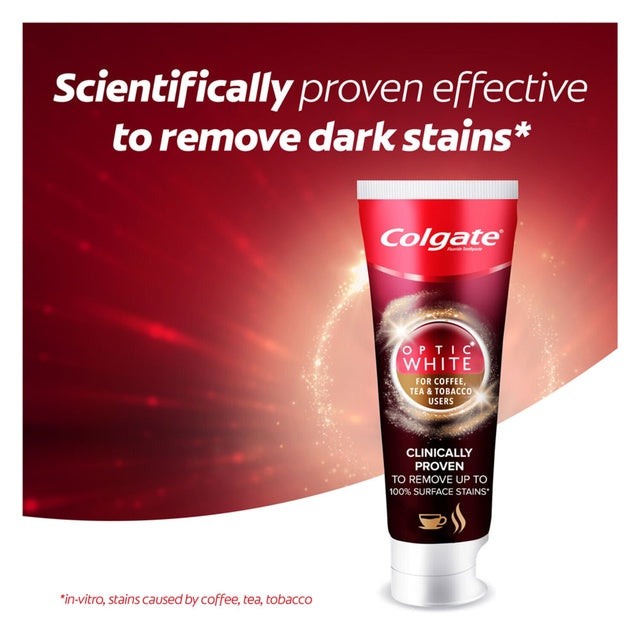 Colgate Optic White Stain Removal Toothpaste for Coffee, Tea & Tobacco | 75ml