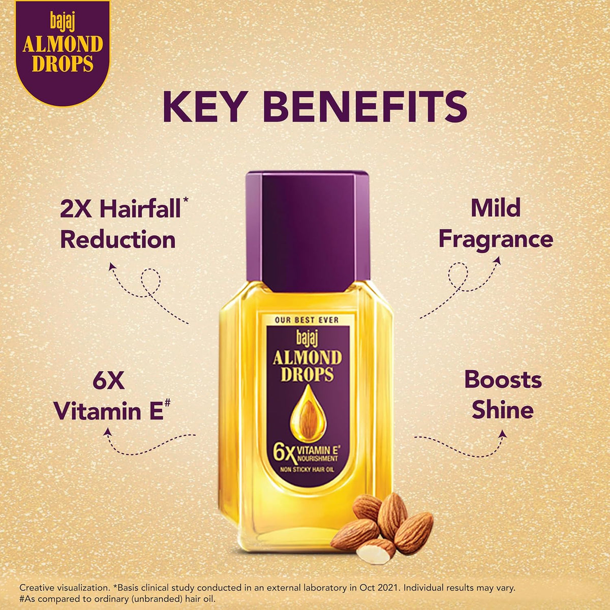 Bajaj Almond Hair Oil for Hair Fall Control & Shine - Value Pack (475ml + 285ml)
