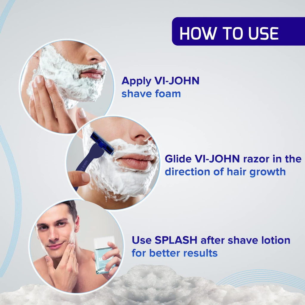 VI - JOHN Shaving Foam For Men,All Skin Type Shaving Foam (400Gm Each-Pack Of 2)