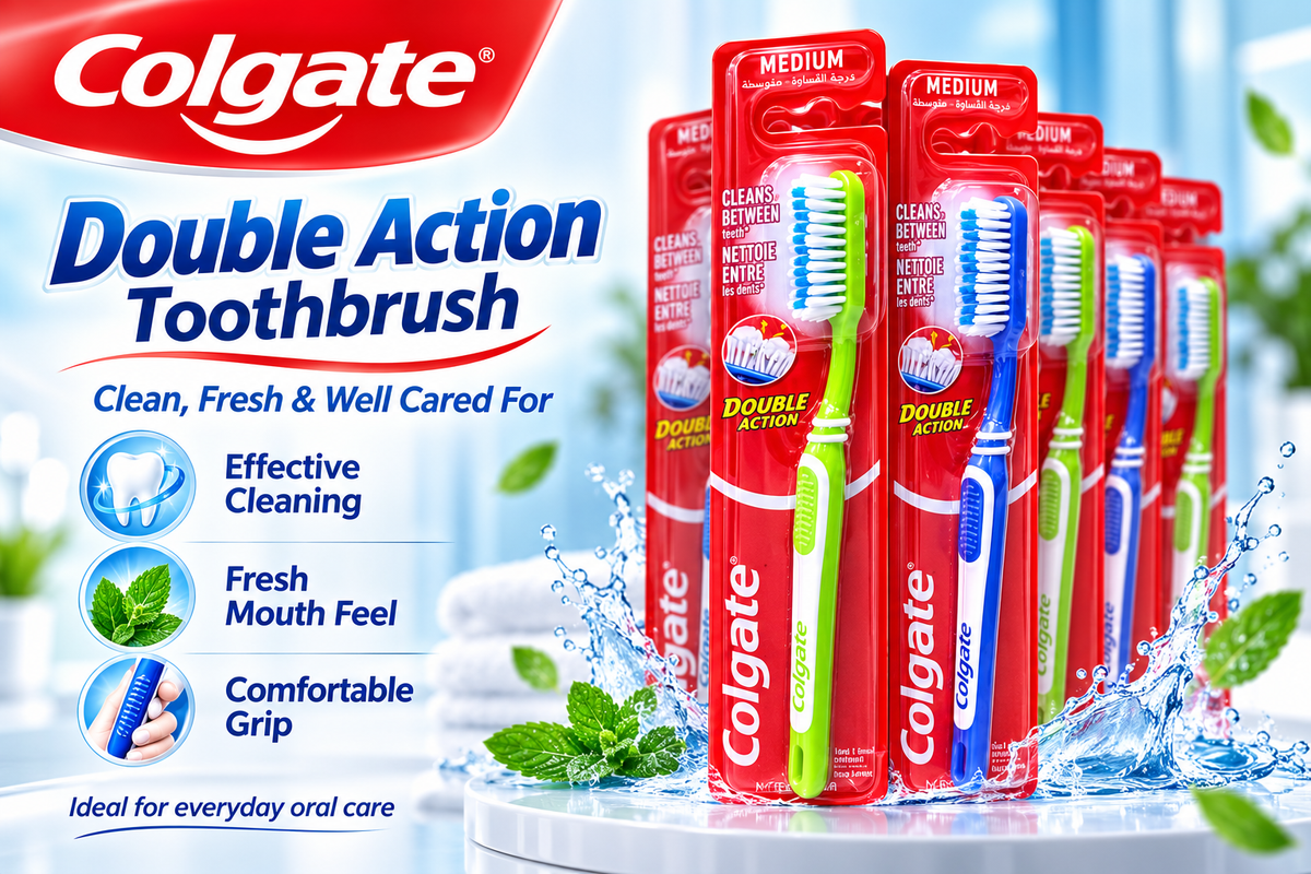Colgate Double Action Toothbrush – Effective Everyday Cleaning 2pack x 24pcs