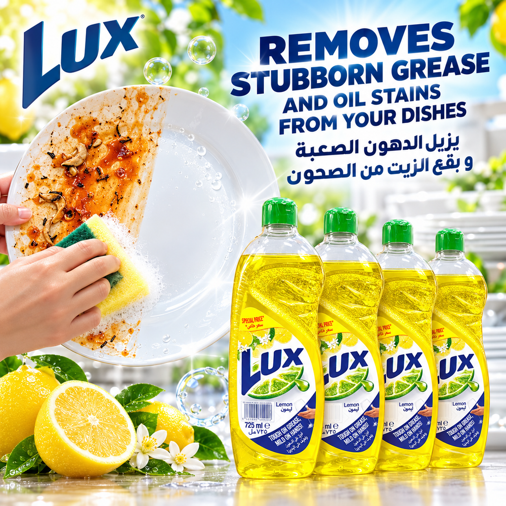 Lux Lemon Dishwashing Liquid – 725ml 4 pcs