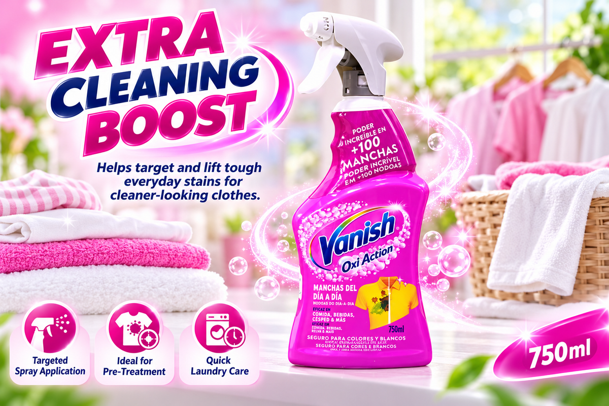 Vanish Pink Stain Remover Spray 750ml x 2pcs  – Powerful Pre-Treat Cleaning