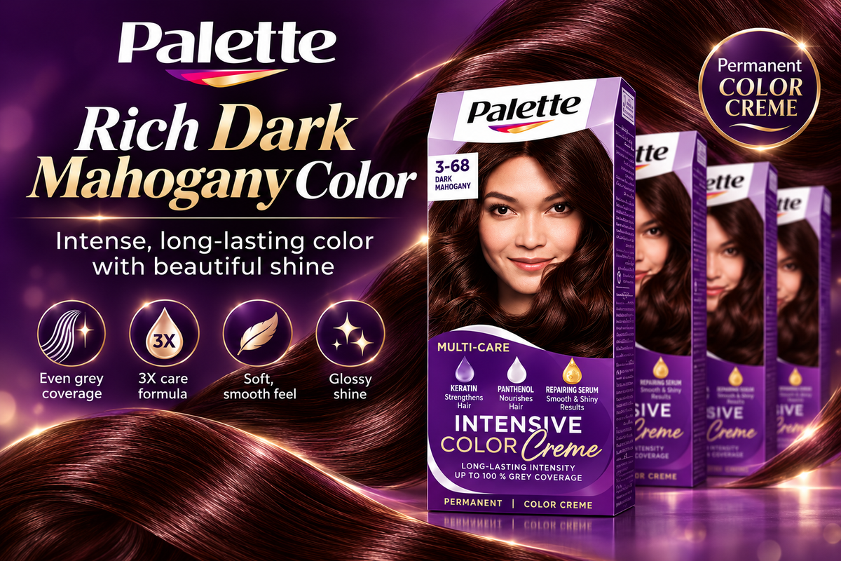 Palette Dark Mahogany 3-68 – Rich Permanent Hair Color 4pcs