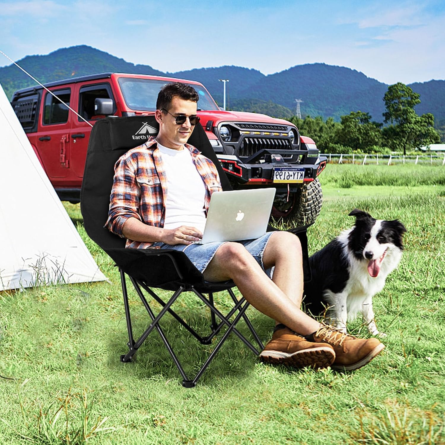 Portable Beach Chairs, Black Multi-Use Camping Chairs
