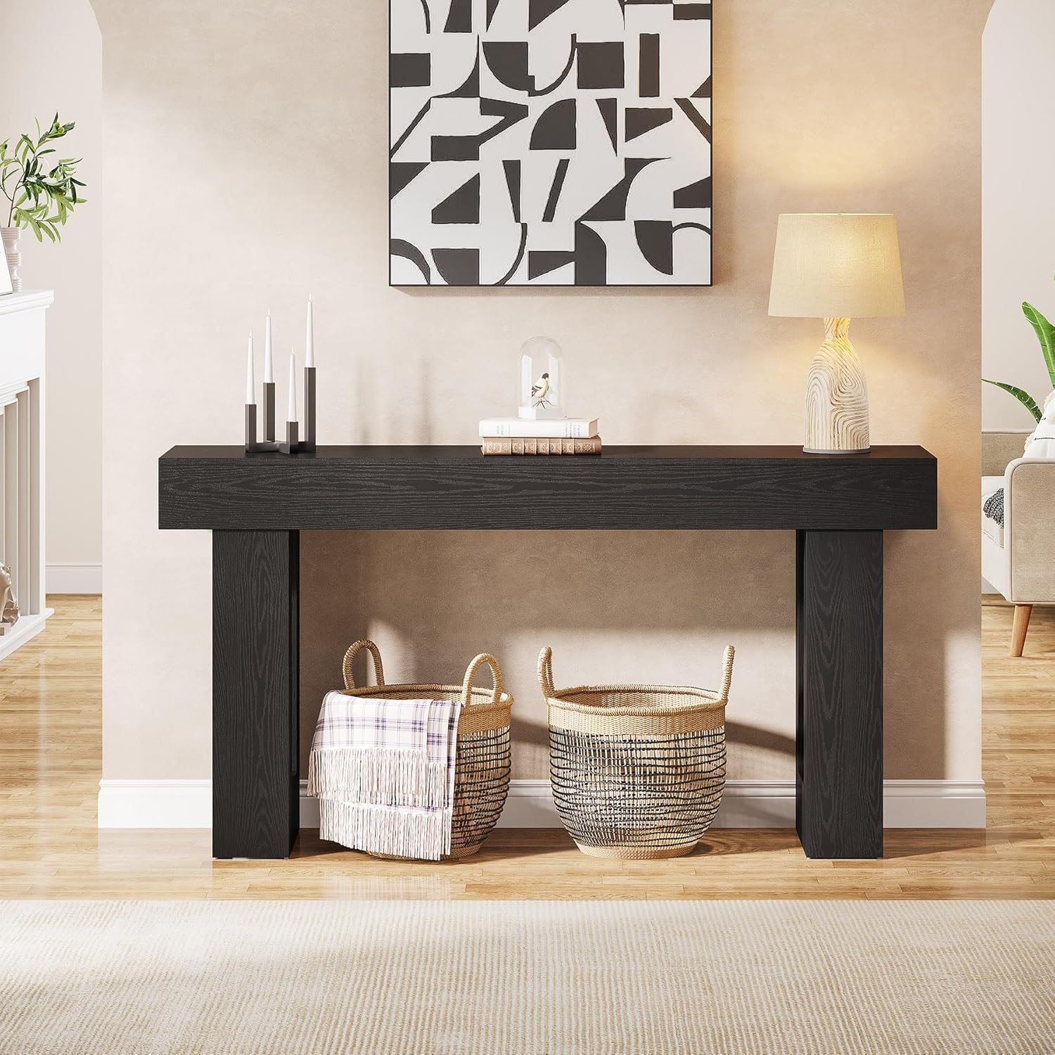160cm Long Console Table, Wooden Rectangular Sofa Table