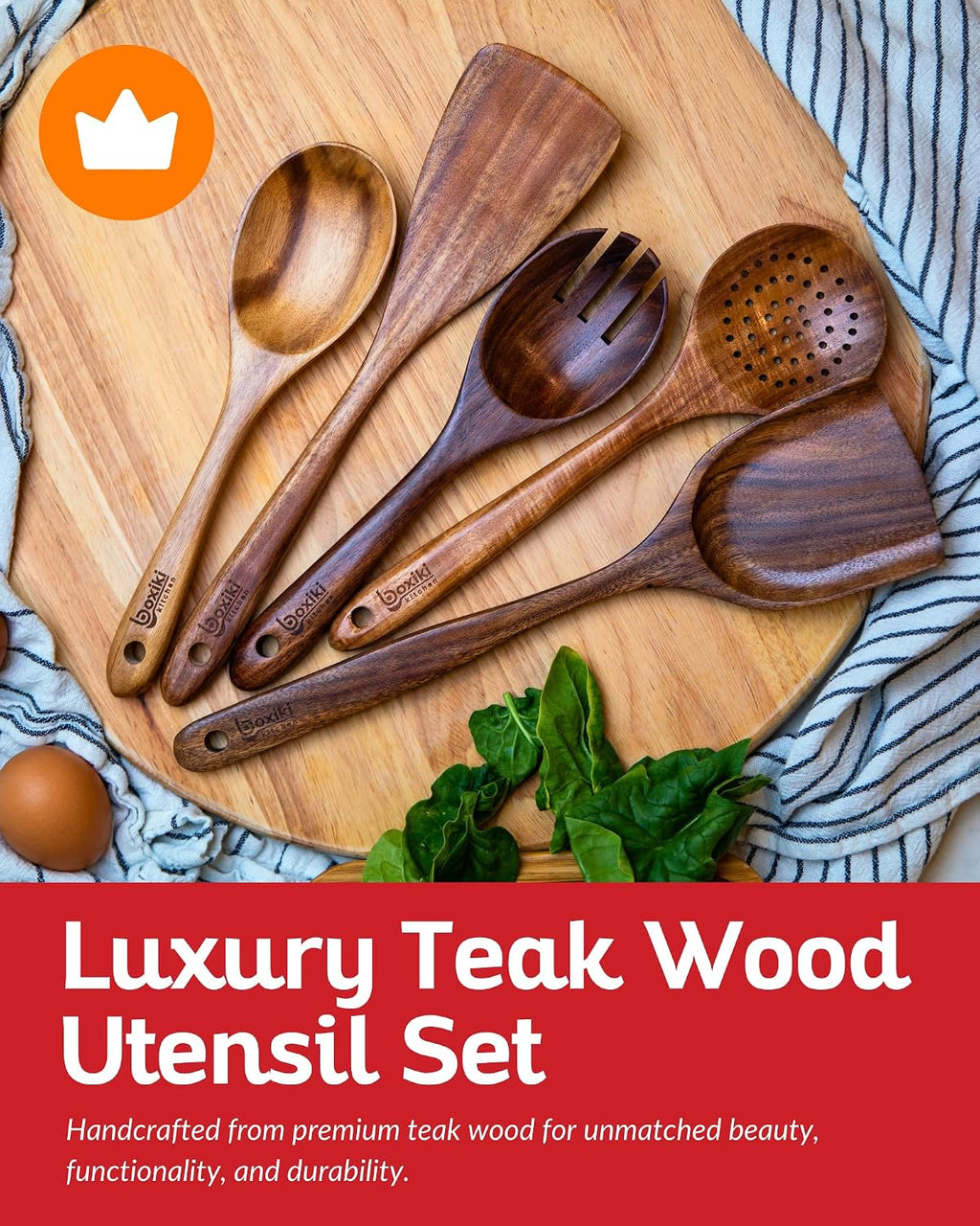 Wooden Spoons for Cooking Set of 6