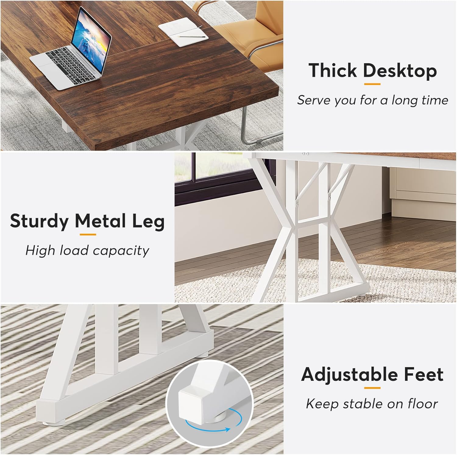Tribesigns Computer Desk, 180cm Large Office Desk Workstation