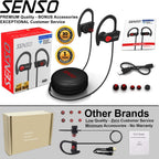SENSO Bluetooth Headphones, Best Wireless Sports Earphones w/Mic IPX7
