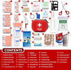 200 Pcs First Aid Kit + Survival kit for Treat, Protect Minor Cuts, Scrapes. Home, Office, Car, School, Business, Travel, Emergency, Survival, Hunting, Outdoor, Camping & Sport Red