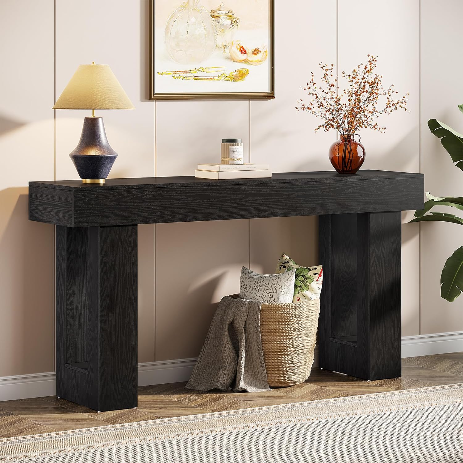 160cm Long Console Table, Wooden Rectangular Sofa Table