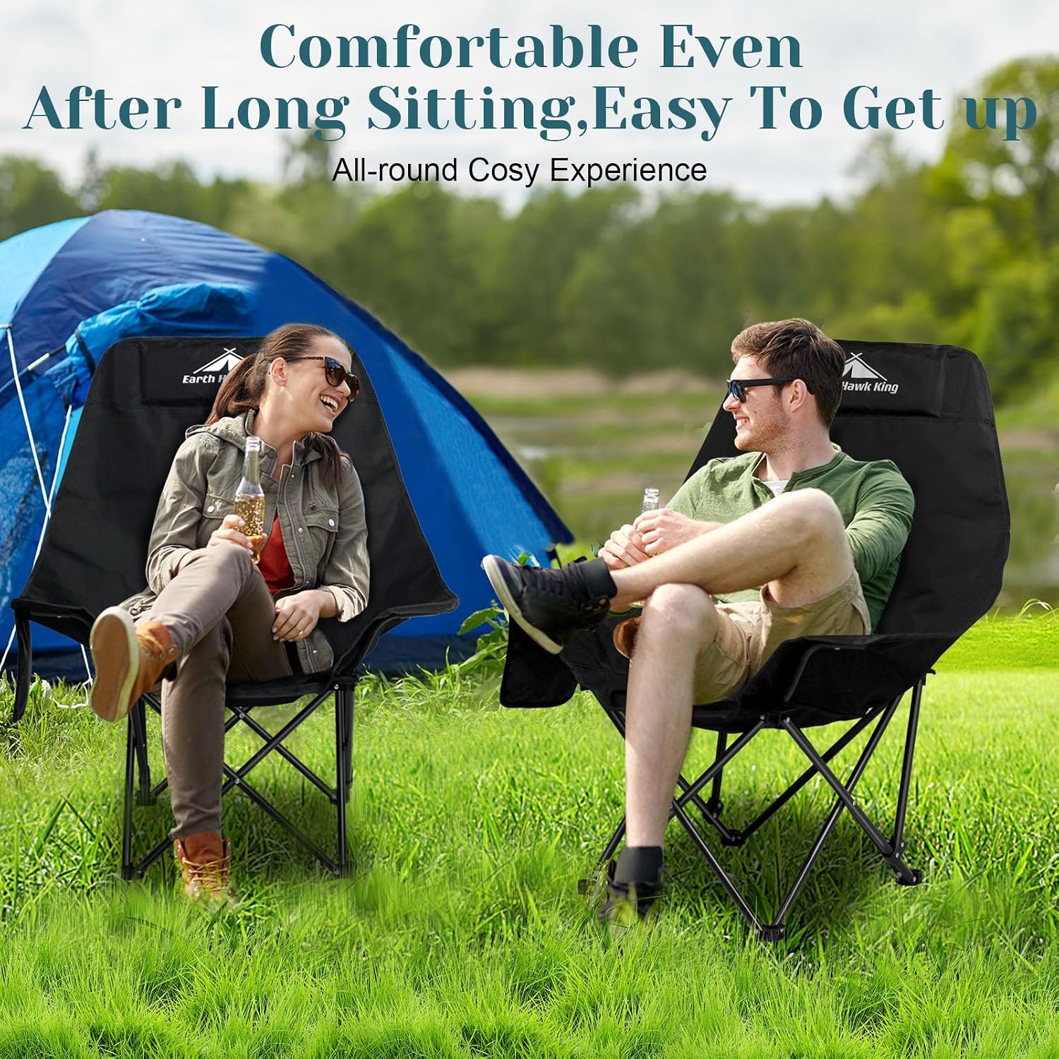Portable Beach Chairs, Black Multi-Use Camping Chairs