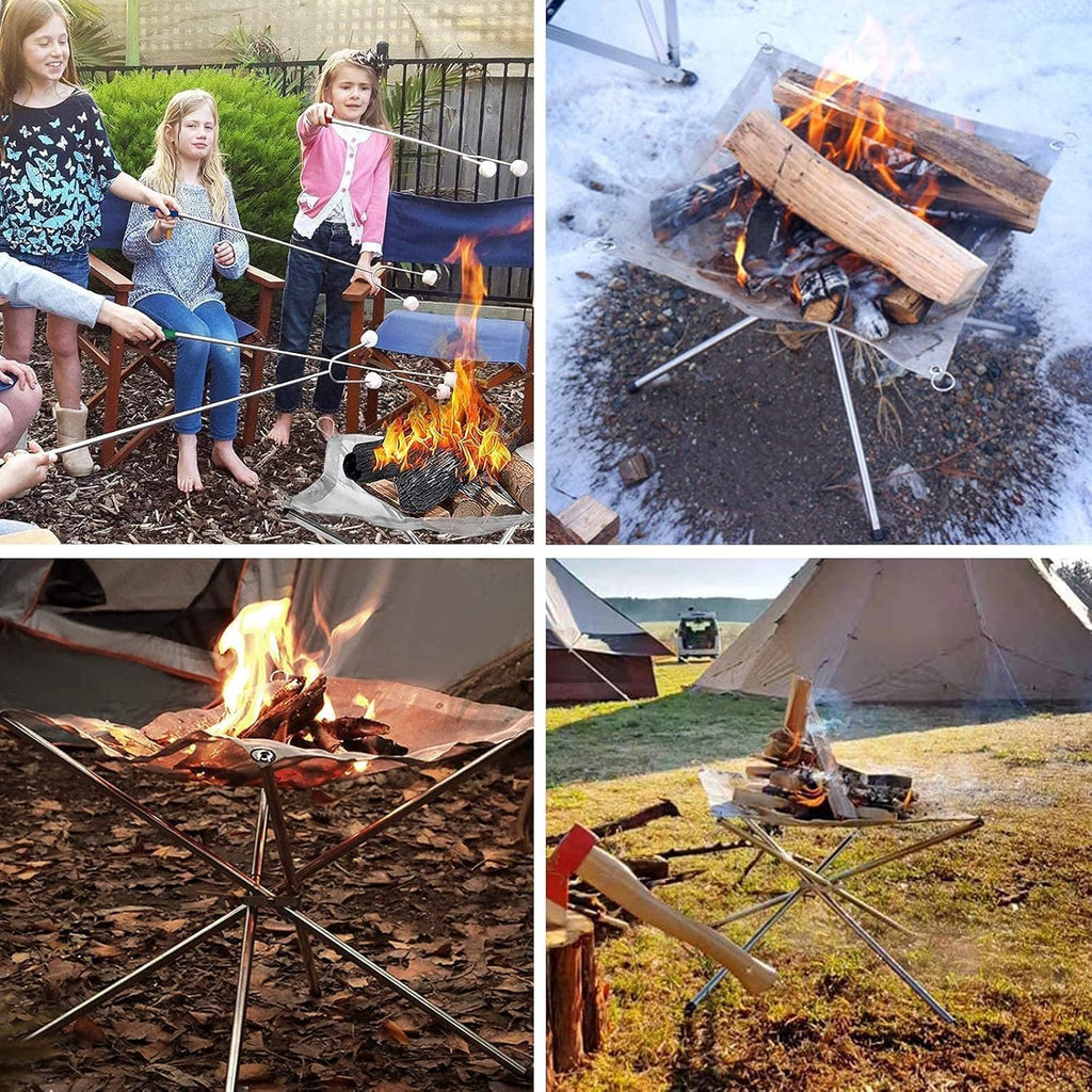 Portable Outdoor Fire Pit, Upgraded Collapsible Stainless Steel Fire Mesh Place