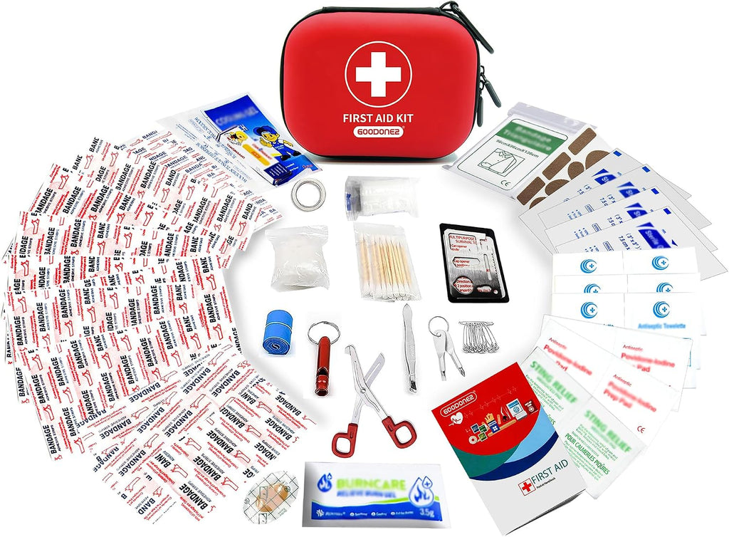 200 Pcs First Aid Kit + Survival kit for Treat, Protect Minor Cuts, Scrapes. Home, Office, Car, School, Business, Travel, Emergency, Survival, Hunting, Outdoor, Camping & Sport Red