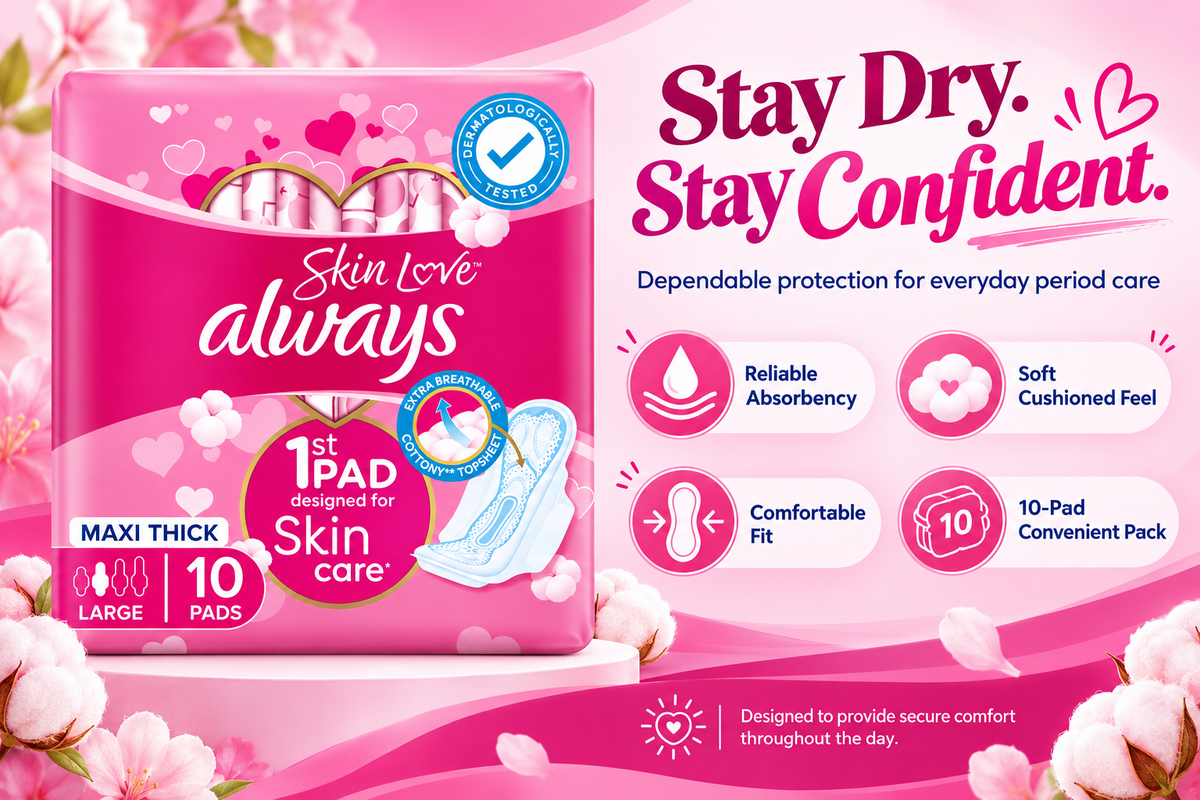 Always Maxi Thick Pads Pink – 10 Pads Pack x 4packs