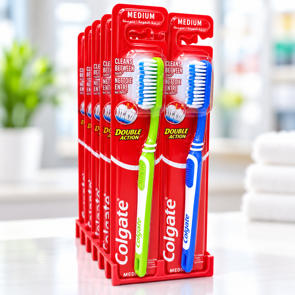 Colgate Double Action Toothbrush – Effective Everyday Cleaning 2pack x 24pcs