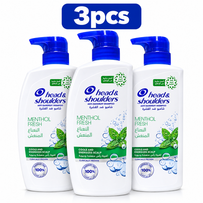 Head & Shoulders Menthol Shampoo 1000ml – Cool, Clean & Refreshing 3pcs