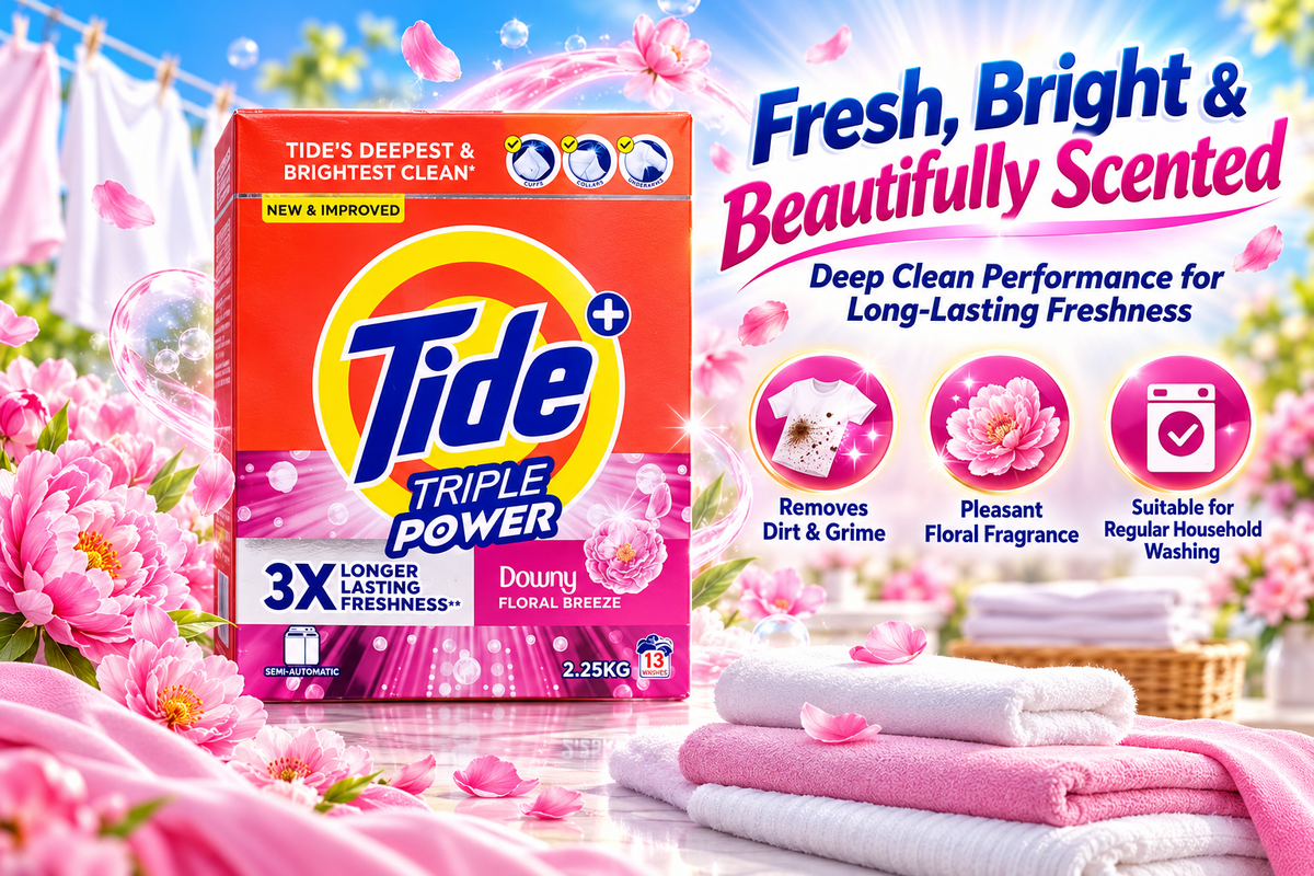 Tide Triple Power Blue 2.25kg – Deep Clean with Floral Breeze Freshness 2pcs