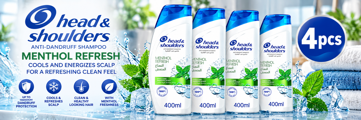Head & Shoulders Refreshing Menthol Shampoo 400ml x 4pcs  – Cooling Anti-Dandruff Care