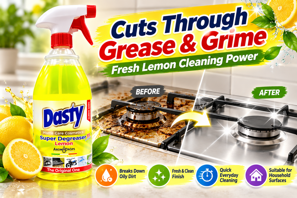 Dasty Super Degreaser Lemon 1L – Kitchen & Multi-Surface Cleaner 2pcs