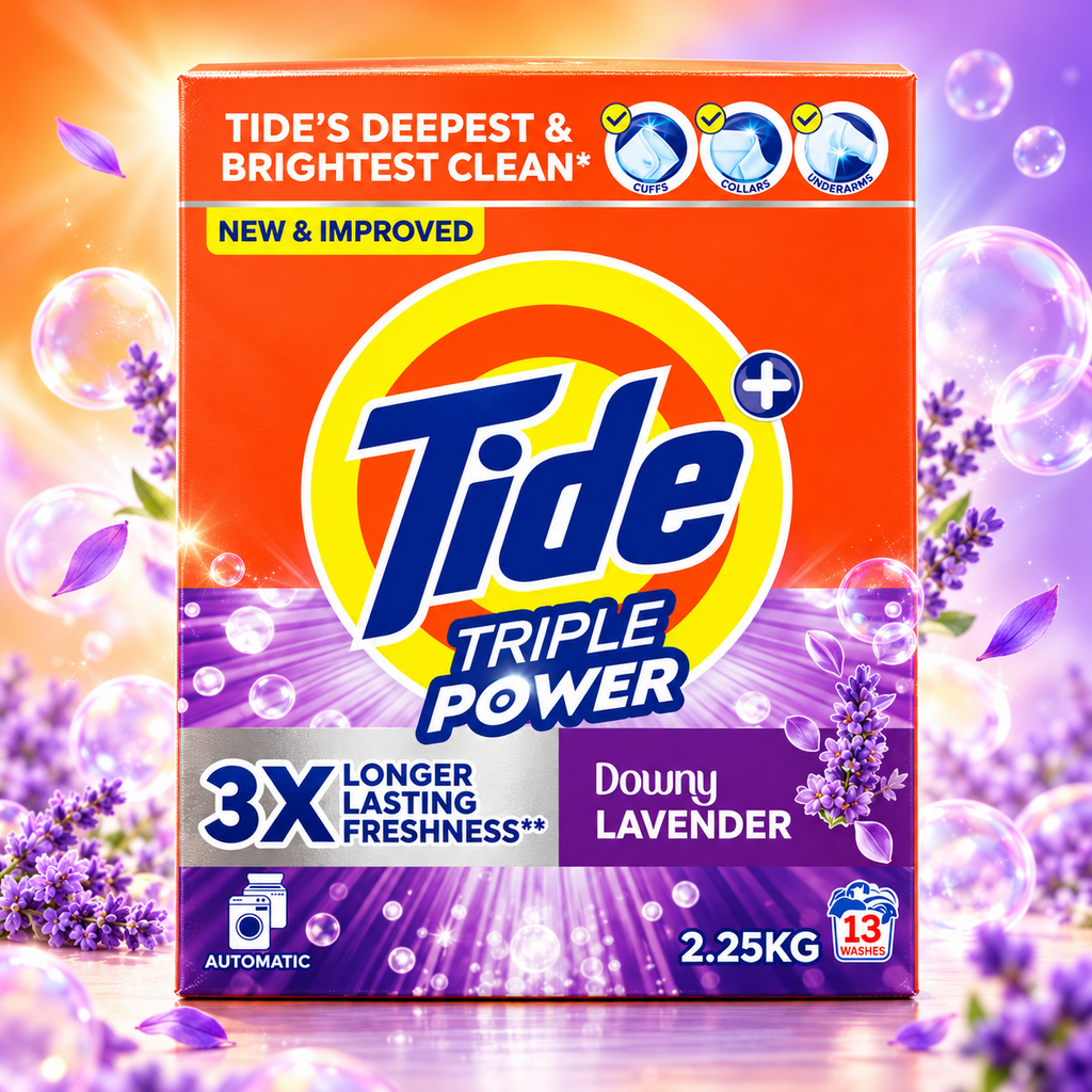 Tide Triple Power Green 2.25kg – Fresh Lavender Laundry Care 2pcs