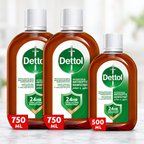 Dettol Antiseptic Liquid 750ml × 2 + 500ml – Value Hygiene Pack Total 3packs