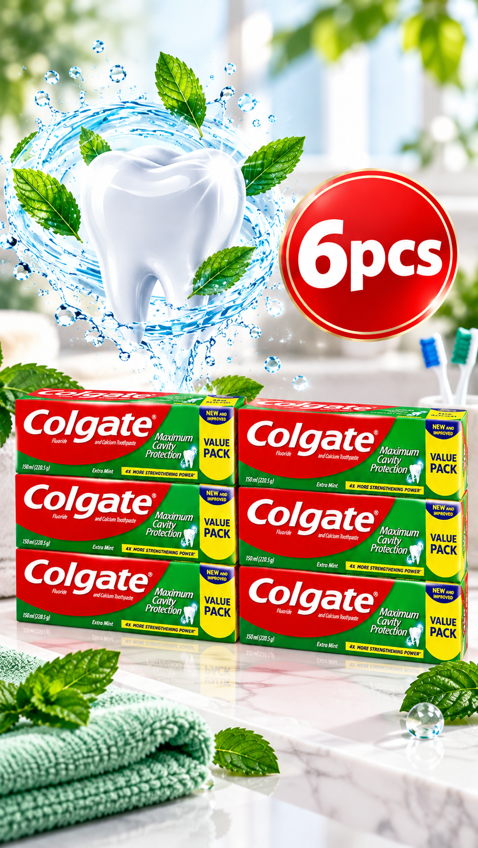 Colgate Max Cavity Extra Mint 150ml x 6pcs  – Strong Teeth & Fresh Breath