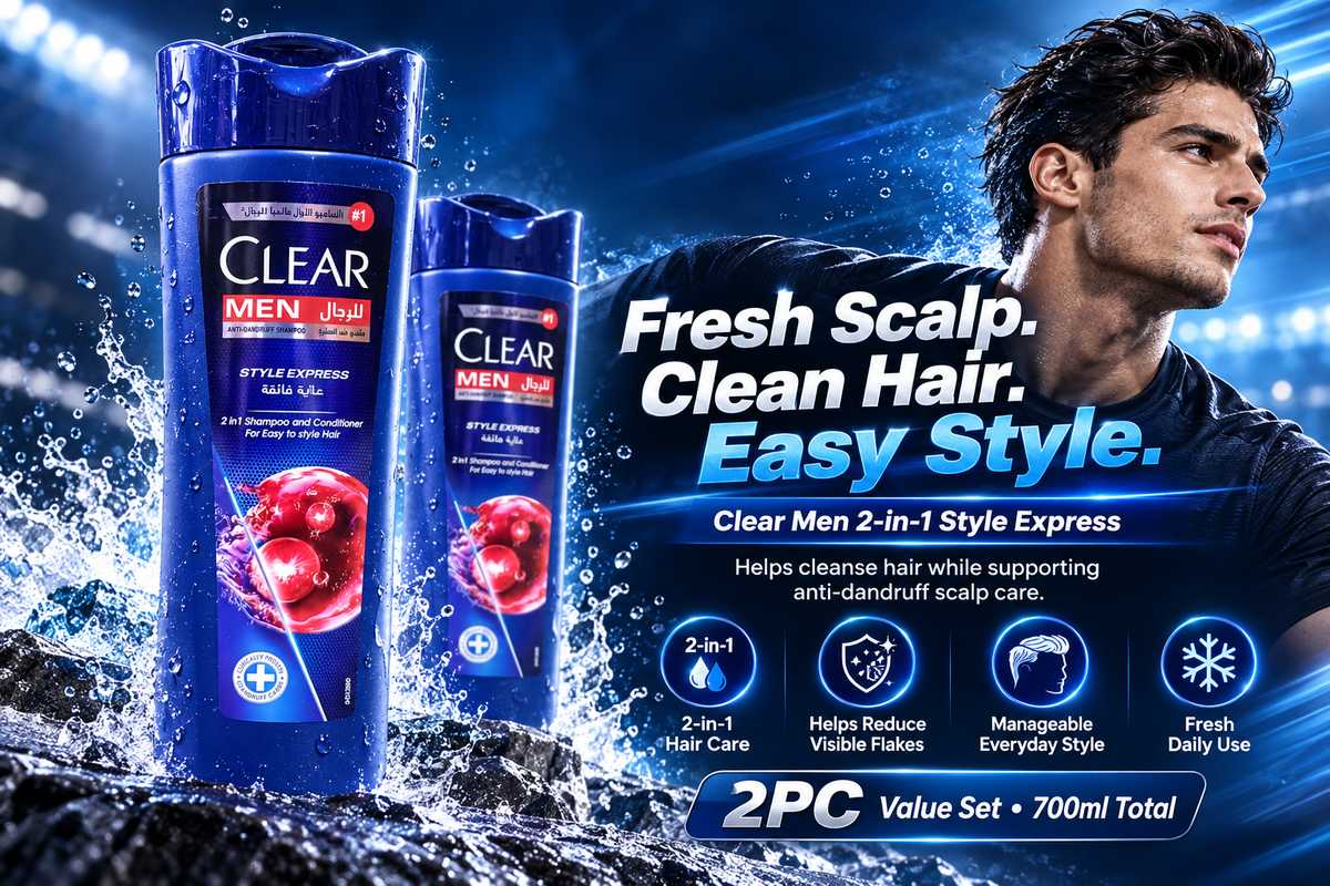 Clear Men 2-in-1 Style Express Shampoo 350ml – 2PC Set