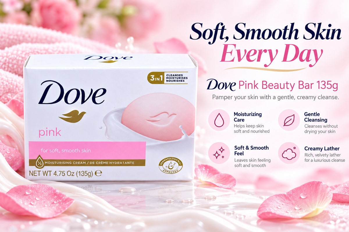 Dove Pink Beauty Bar 135g x 8pcs – Gentle Cleansing & Soft Skin Care